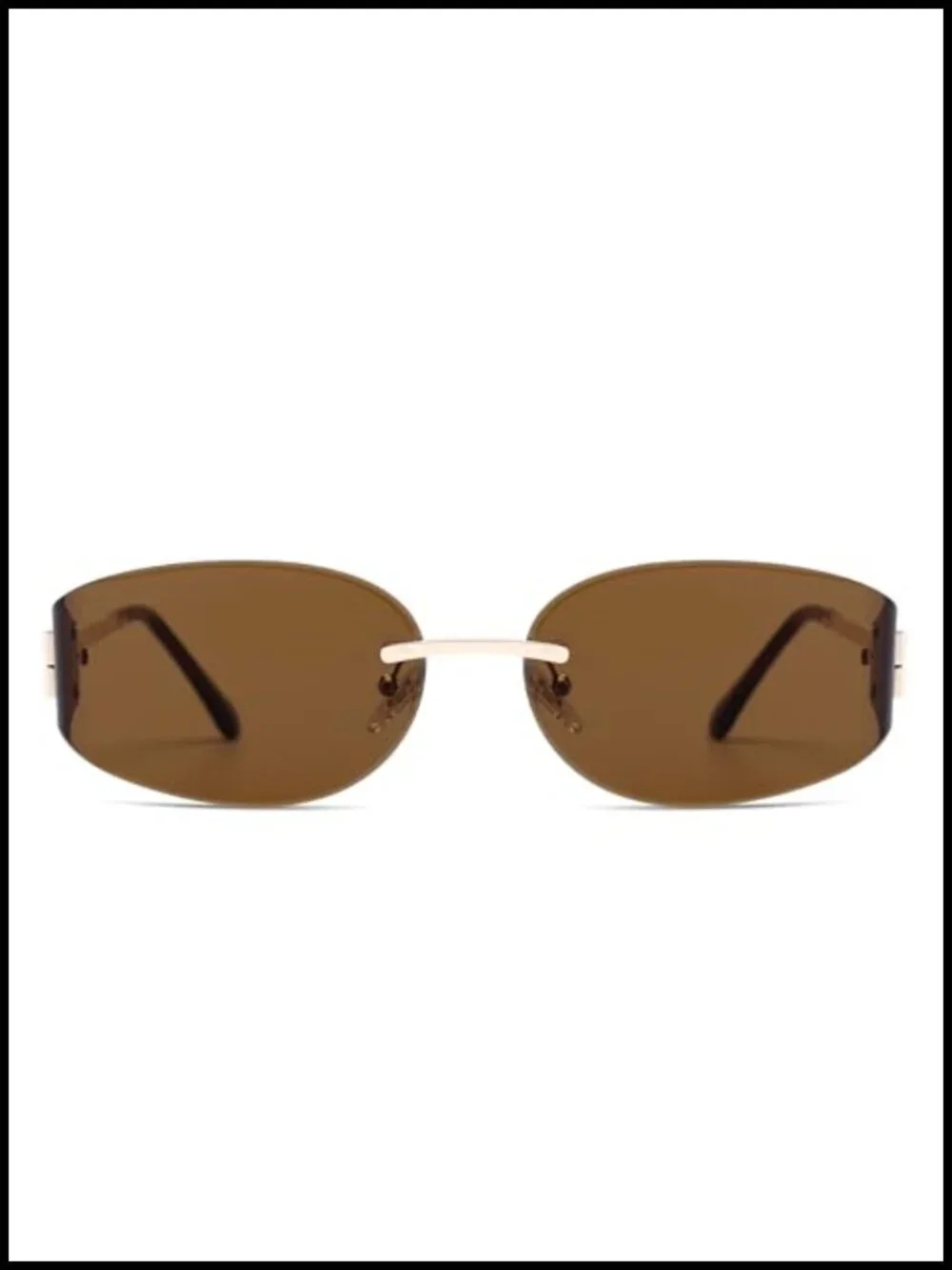 Trendy Oval Rimless Metal Sunglasses UV400